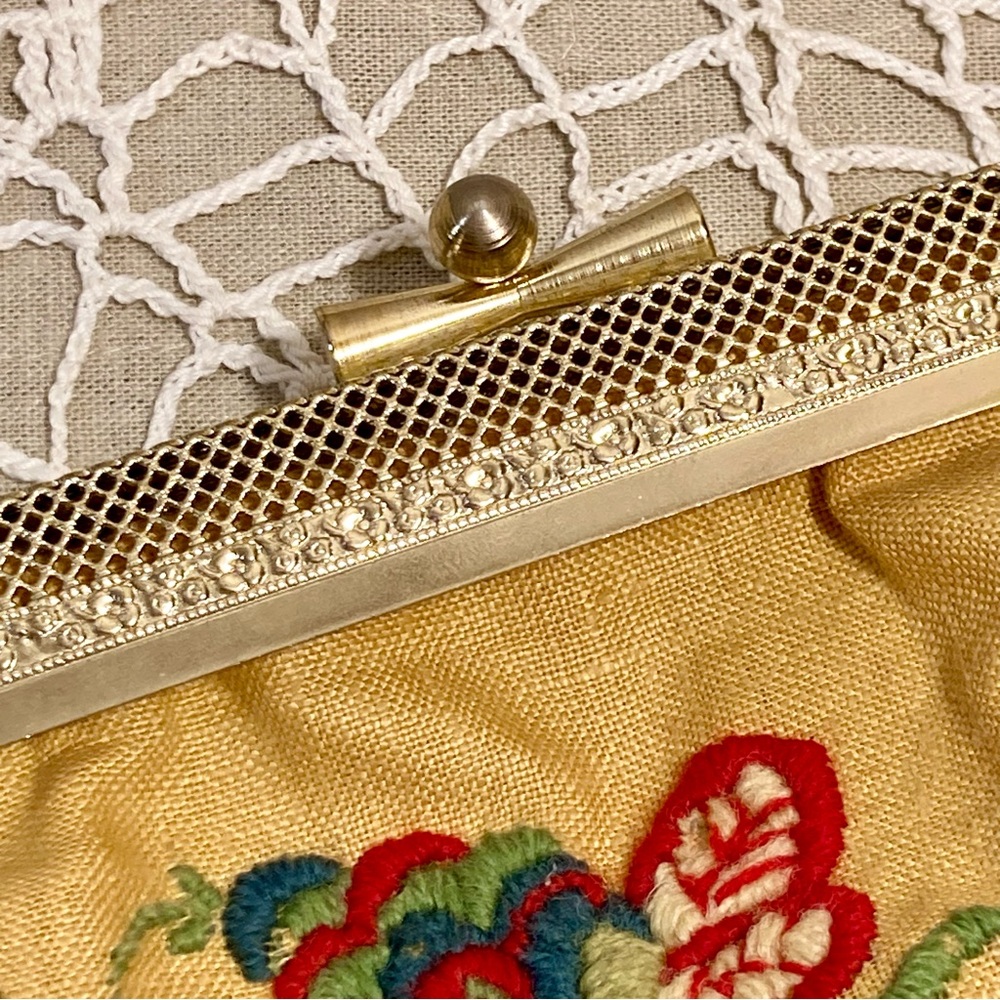 Vintage Handstitched Crewel Needlepoint Handbag Double Sided Design - Picture 2 of 14